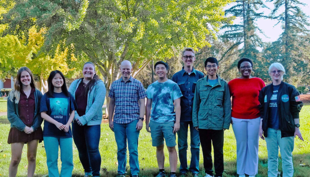 Group Photo October 2023. Left-to-right: Madison Smith, Wendy Hsin, Agnes Pek, Kyle Crabtree, Jonathan Fong, Adam Culick, Huanyu Ren, Chisom Dim, Cedric Centers